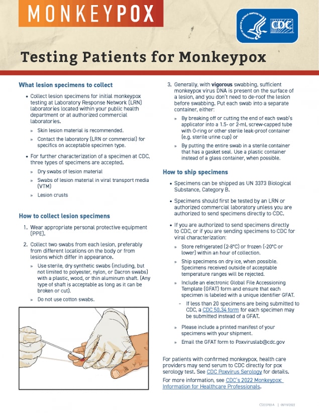Guidelines for Collecting and Handling Specimens for Mpox Testing | Mpox |  Poxvirus | CDC