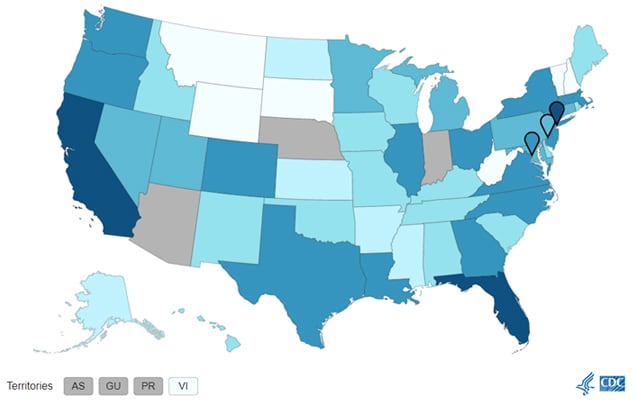 US map for vaccine effectiveness
