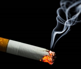 a cigarette burning
