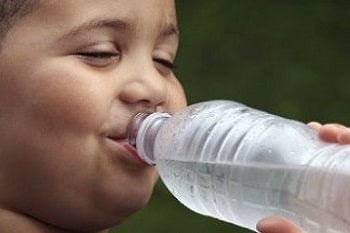 a child drinking water