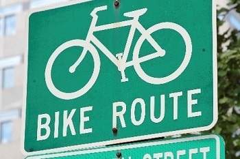 Bike route street sign