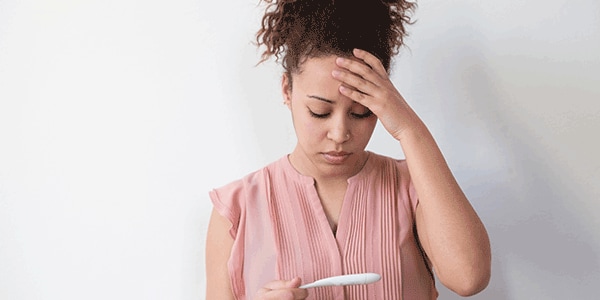 Woman worried after reading pregnancy test result