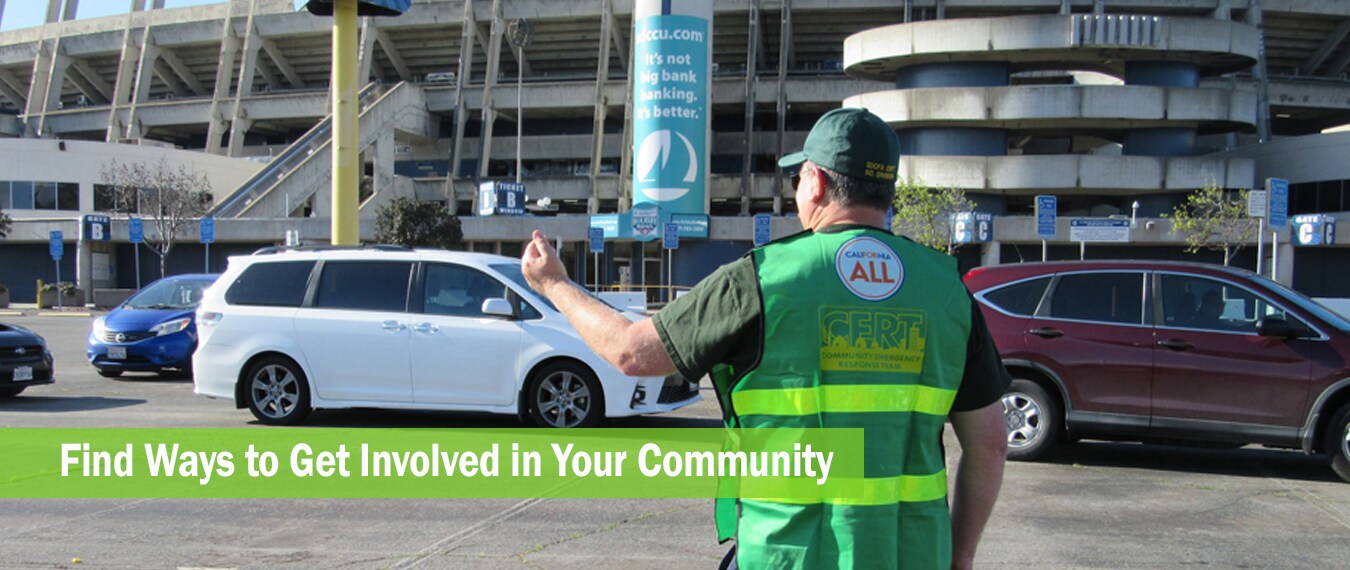 CERT volunteer directs traffic