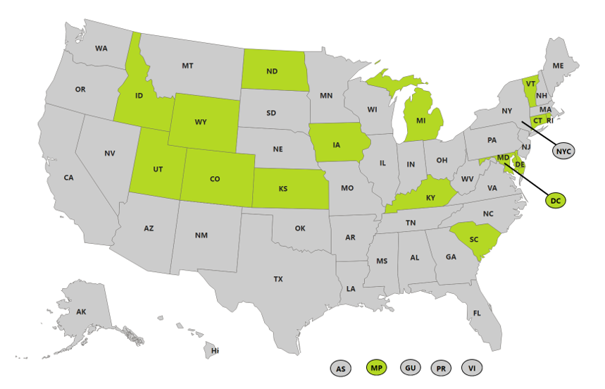 Cumulative jurisdictional Vital Records Offices in production with FHIR &ndash; Mortality (current as of December 10, 2025)