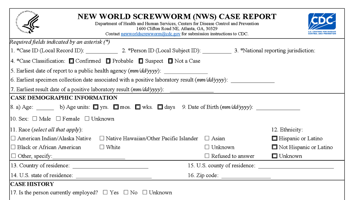 screeshot of NWS case report