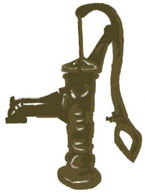Illustration of a water pump with handle