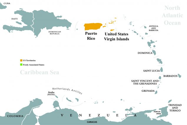 Atlantic Caribbean Islands Map