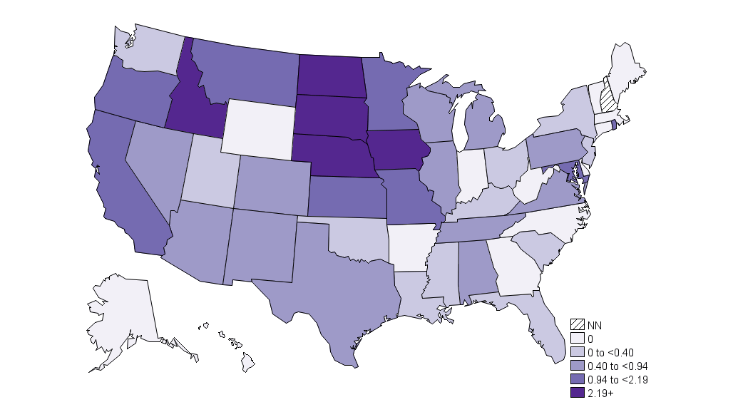 geographical distribution of Q fever incidence in 2019