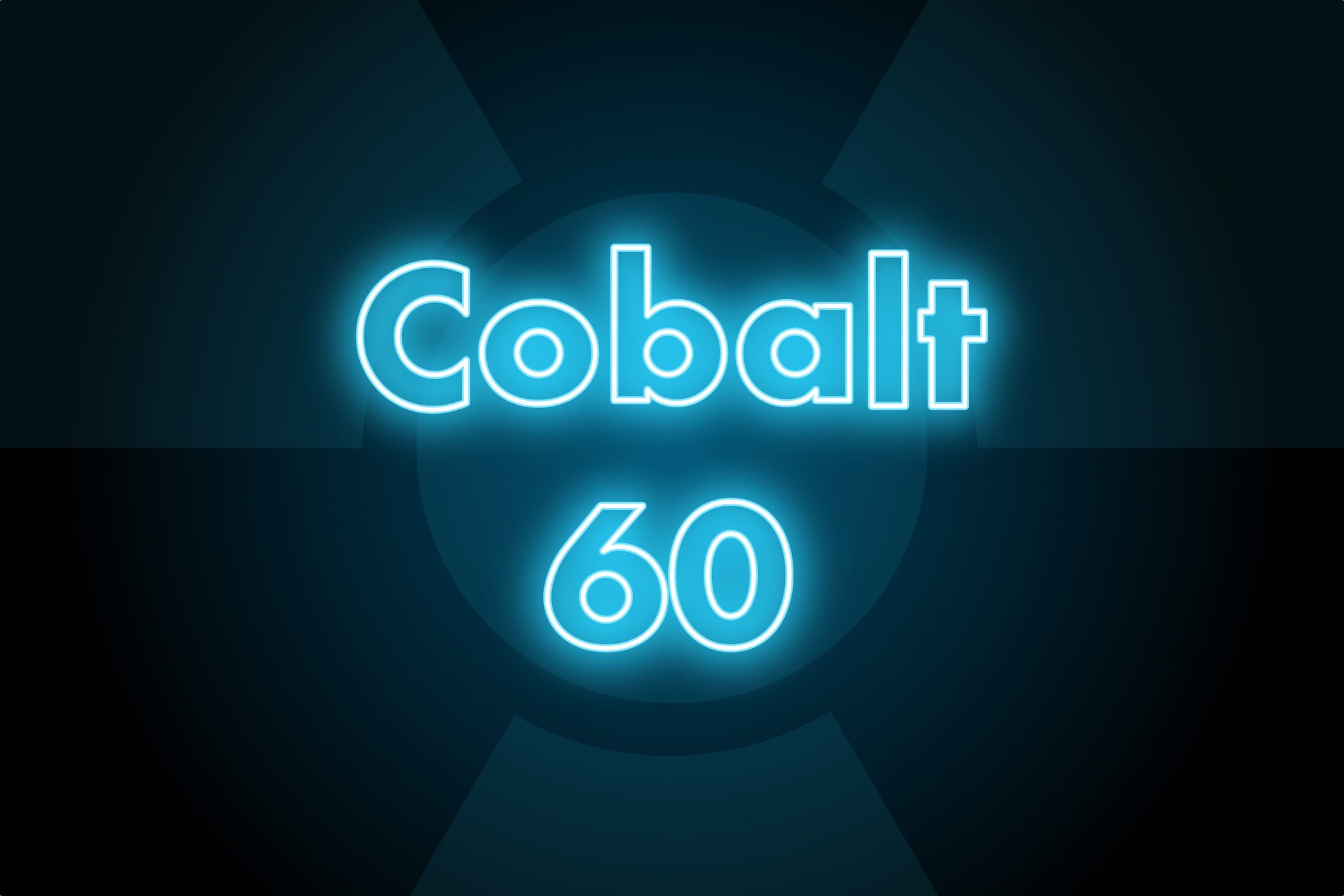 Graphic displaying the word "Cobalt 60" in neon blue font