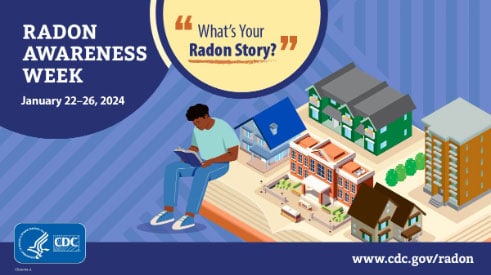 Radon awareness week social media graphic - 1200x675 pixels. Click for full image.