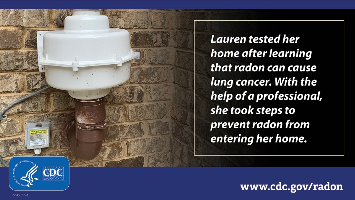 Lauren's story: She took steps to prevent radon from entering her home. Social Media Graphic - Click for full image.