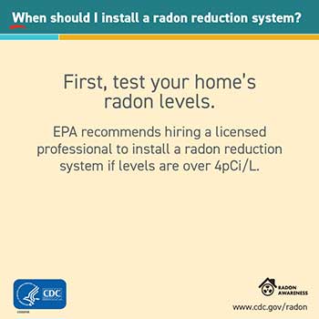 When should I install a radon reduction system? Social Media Graphic (text only) - 1080x1080 pixels. Click for full image.