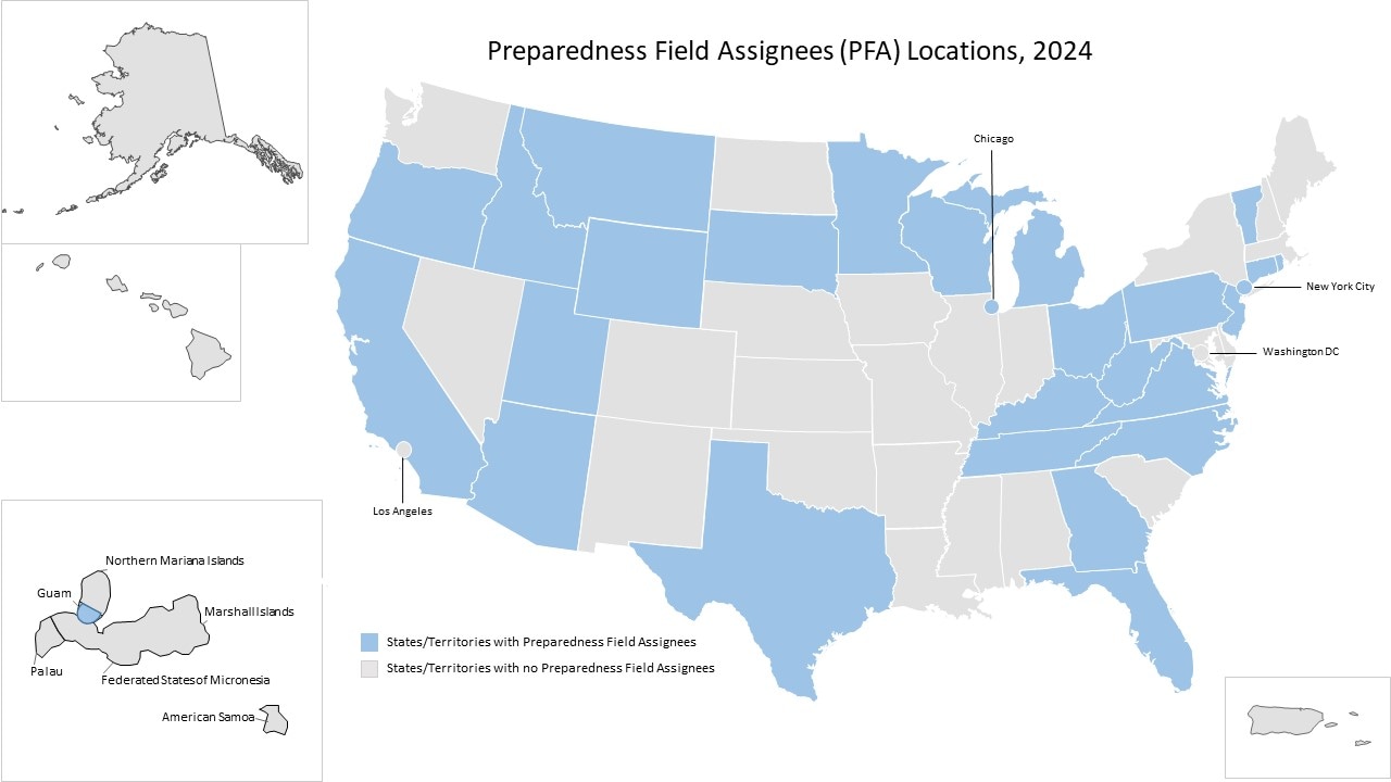 Preparedness Field Assignee Program Host Site Locations Map - 2024