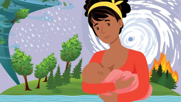 Woman breastfeeding in a disaster