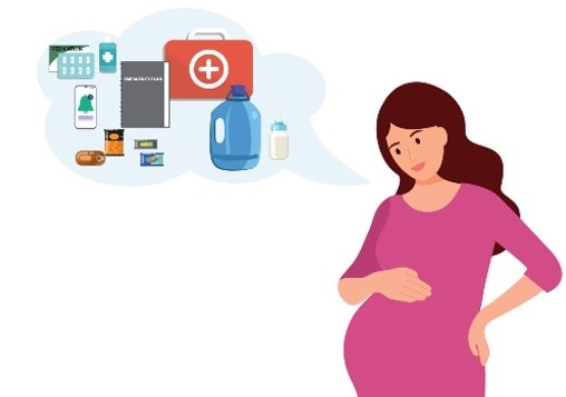 pregnant person planning preparedness kit