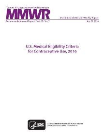 Cover: U.S. Medical Eligibility Criteria for Contraceptive Use, 2016