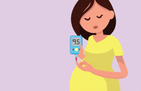 vector image of a woman taking blood sugar