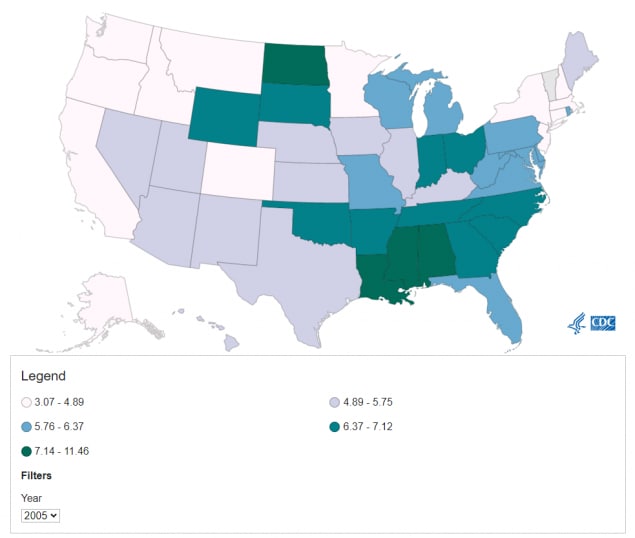 Screenshot of Infant Mortality Rate map