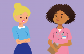 vector image of a woman and child visiting doctor