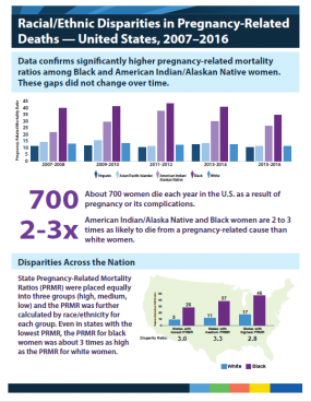 Racial Ethnic Disparities Pregnancy-Related Deaths infographic