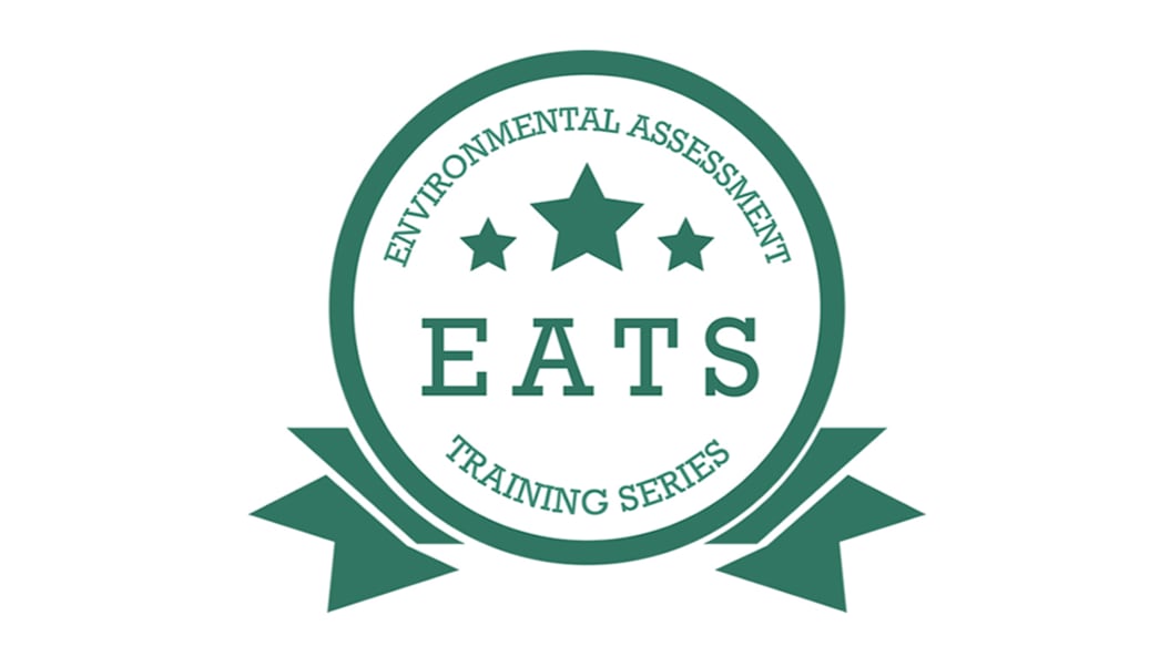 Design element for EATS with "Environmental Assessment Training System" around a circle with stars.