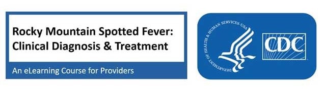 Header art for Rocky Mountain Spotted Fever clinical diagnosis & treatment training course.