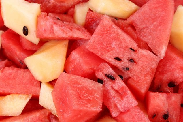 Photo of pre-cut melon.