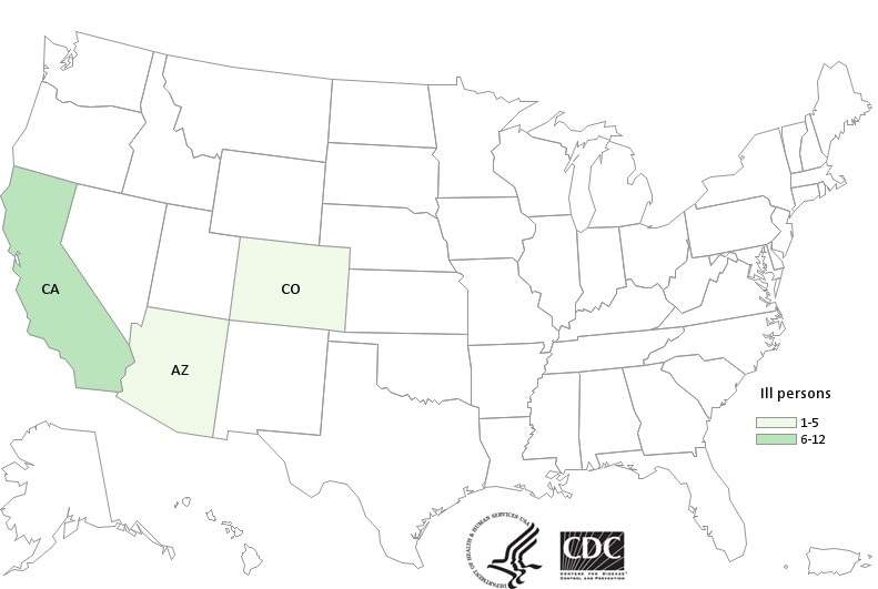 People infected with the outbreak strain of Salmonella Anatum, by state of residence, as of September 11, 2017