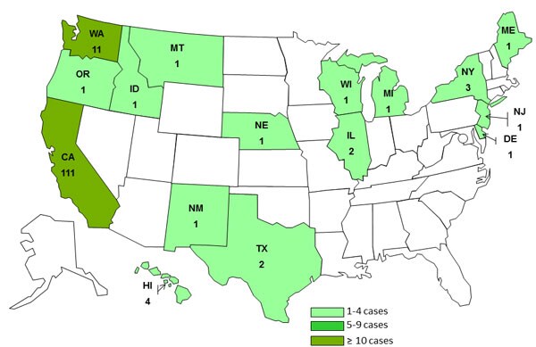 Final Case Count Map: Persons infected with the outbreak strain of Salmonella Braenderup, by State