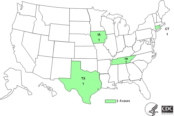 Case Count Maps August 20, 2014: Persons infected with the outbreak strain of Salmonella Braenderup, by state