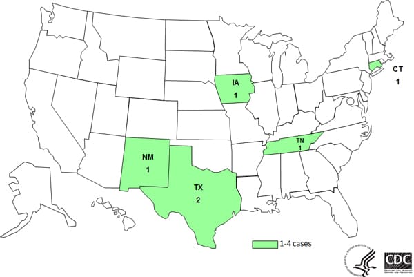 Final Case Count Map: Persons infected with the outbreak strain of Salmonella Braenderup, by state