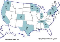 States With Confirmed Cases of a Salmonella Outbreak (June 28)