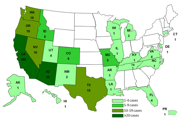 Persons infected with the outbreak strain of Salmonella Heidelberg, by State as of February 28, 2014