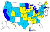 Persons Infected with the Outbreak Strains of Salmonella Typhimurium, United States, by State, September 1, 2008 to January 12, 2009