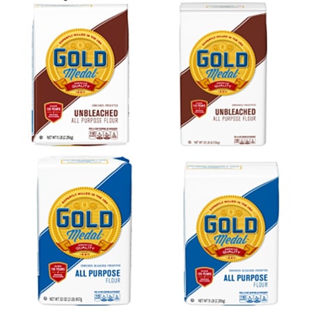Photo of 4 flour bags that are part of the recall.