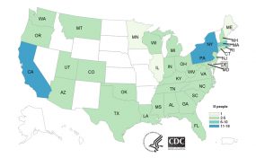 People infected with the outbreak strain of Salmonella, by state of residence, as of September 26, 2018