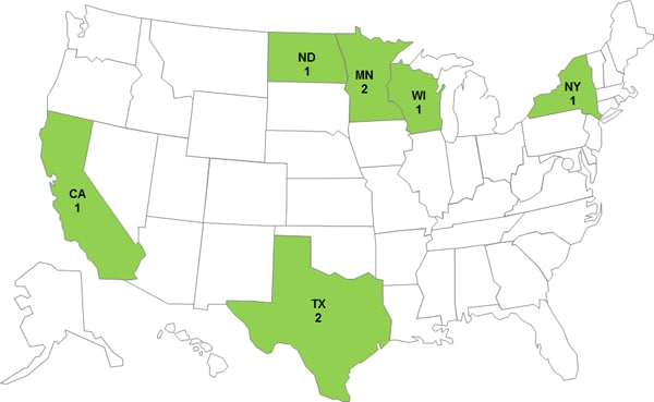 case count map May 22, 2013: Persons infected with the outbreak strains of Salmonella Montevideo or Salmonella Mbandaka, by State