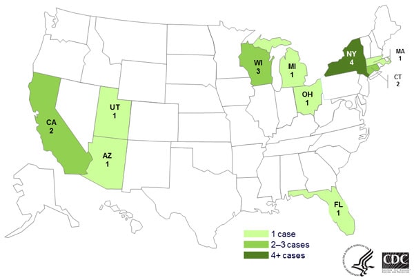 Persons infected with the outbreak strain of Salmonella Newport, by state, by state as of June 2, 2014