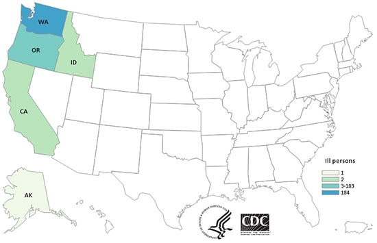 Map of Salmonella I 4,[5],12:i:- or Salmonella Infantis Outbreak