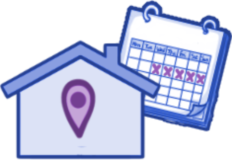 Graphic of house and calendar.
