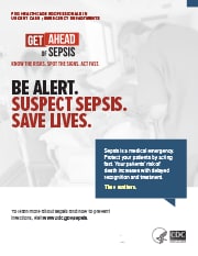 HCP Poster Be Alert. Suspect Sepsis. Save Lives.