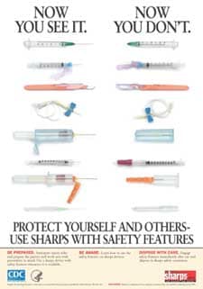 Protect Yourself and Others - Use Sharps with Safety Features poster