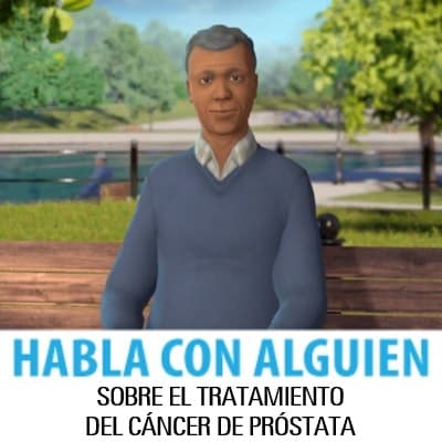 Nathan con el texto: Habla con alguien sobre el tratamiento del cáncer de próstata