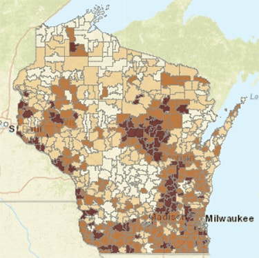 Un mapa de Wisconsin