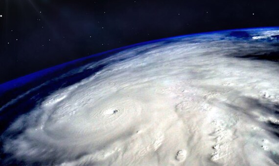 Panorama de un huracán vía satelital.