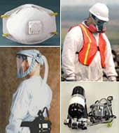 Trabajadores que llevan protecci  respiratoria