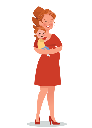 Illustration of people of a pregnant woman and child