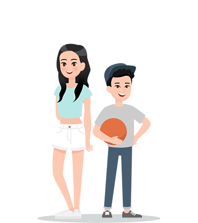 Illustration of younger brother and older sister