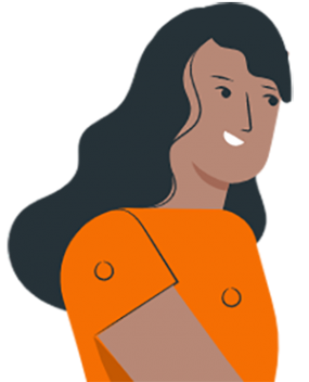 Illustration of a woman in an orange shirt