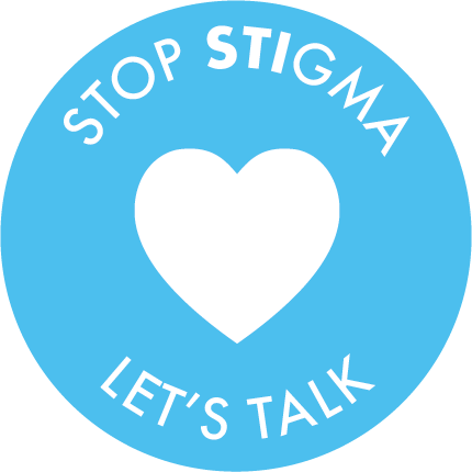 Stop Stigma, Let's Talk badge Cyan